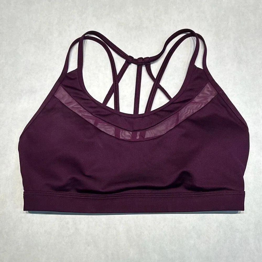Victoria Sport Bra Sz Small Plum Mesh Panel Strappy Padded VS Victoria's Secret